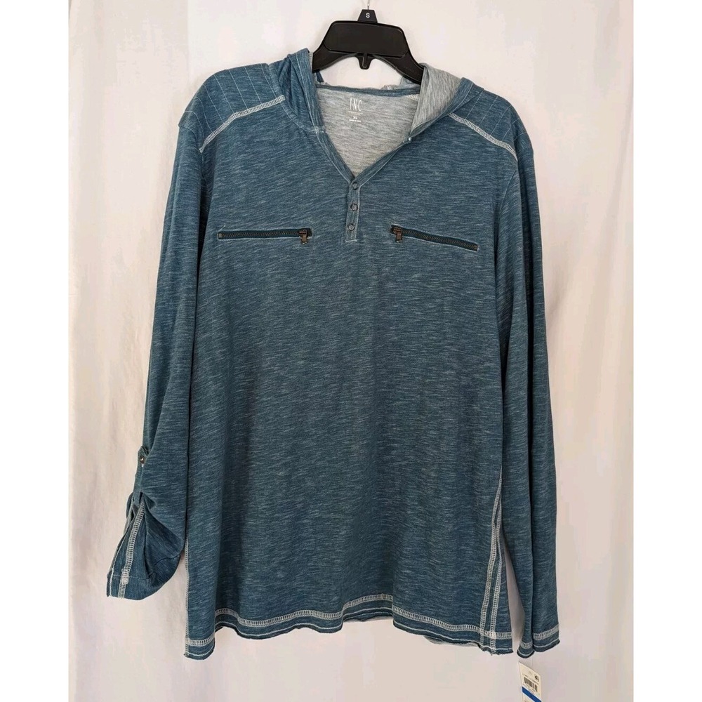 INC International Concepts Women XL Hoodie Pullover Rolled Up Sleeve Mallard NWT